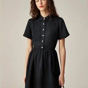 J Crew Dress 16 Women's Black Collection Shirt Dress With Jewel Buttons Short Sl